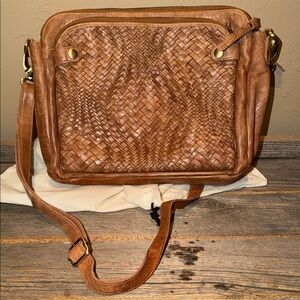 Woven Leather Crossbody Bag - Brown